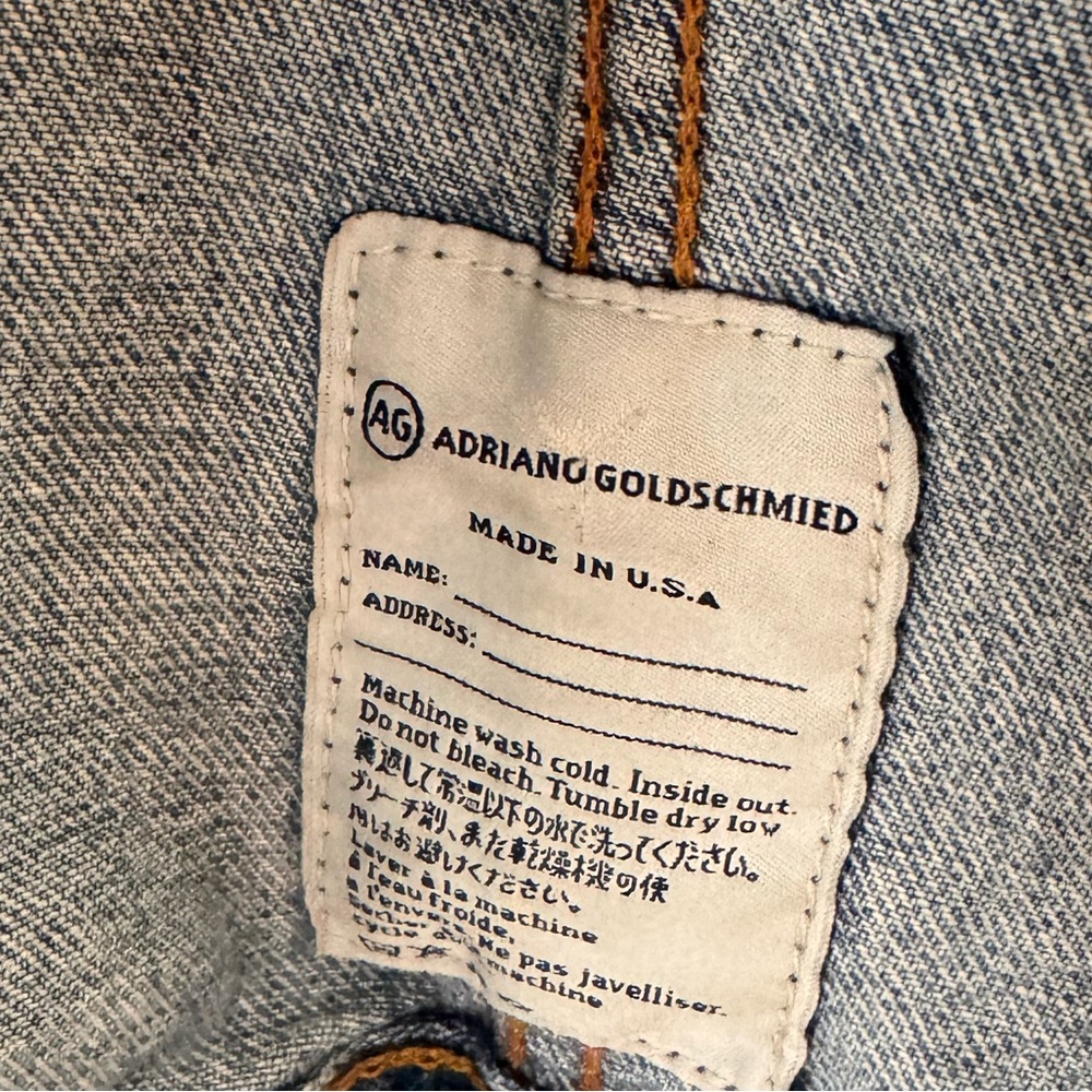 AG Denim Jacket distressed Medium Wash made in USA size Small - Picture 6 of 7